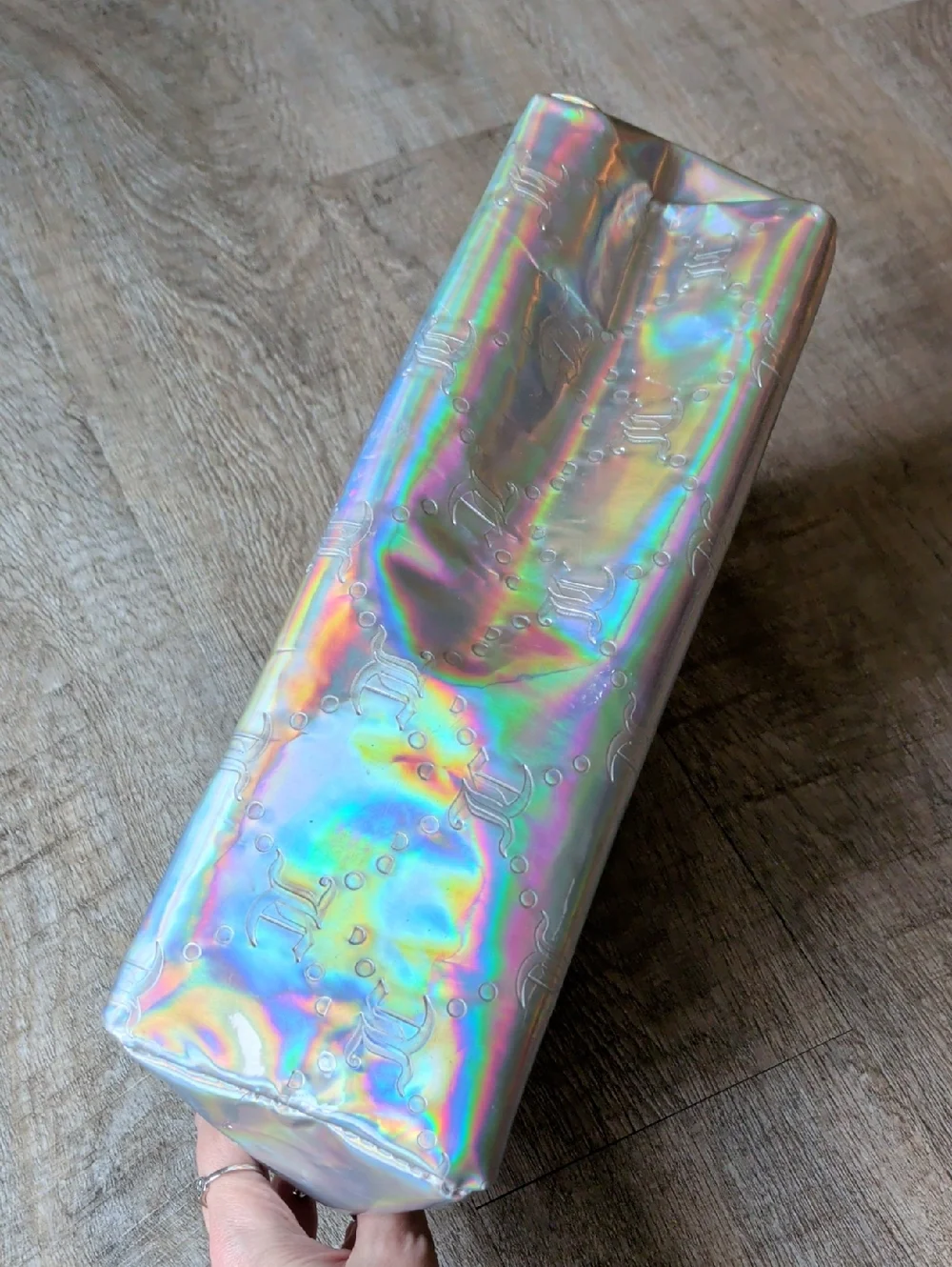 Juicy Couture Holographic Rainbow Cosmetic Makeup Travel Bag NWOT